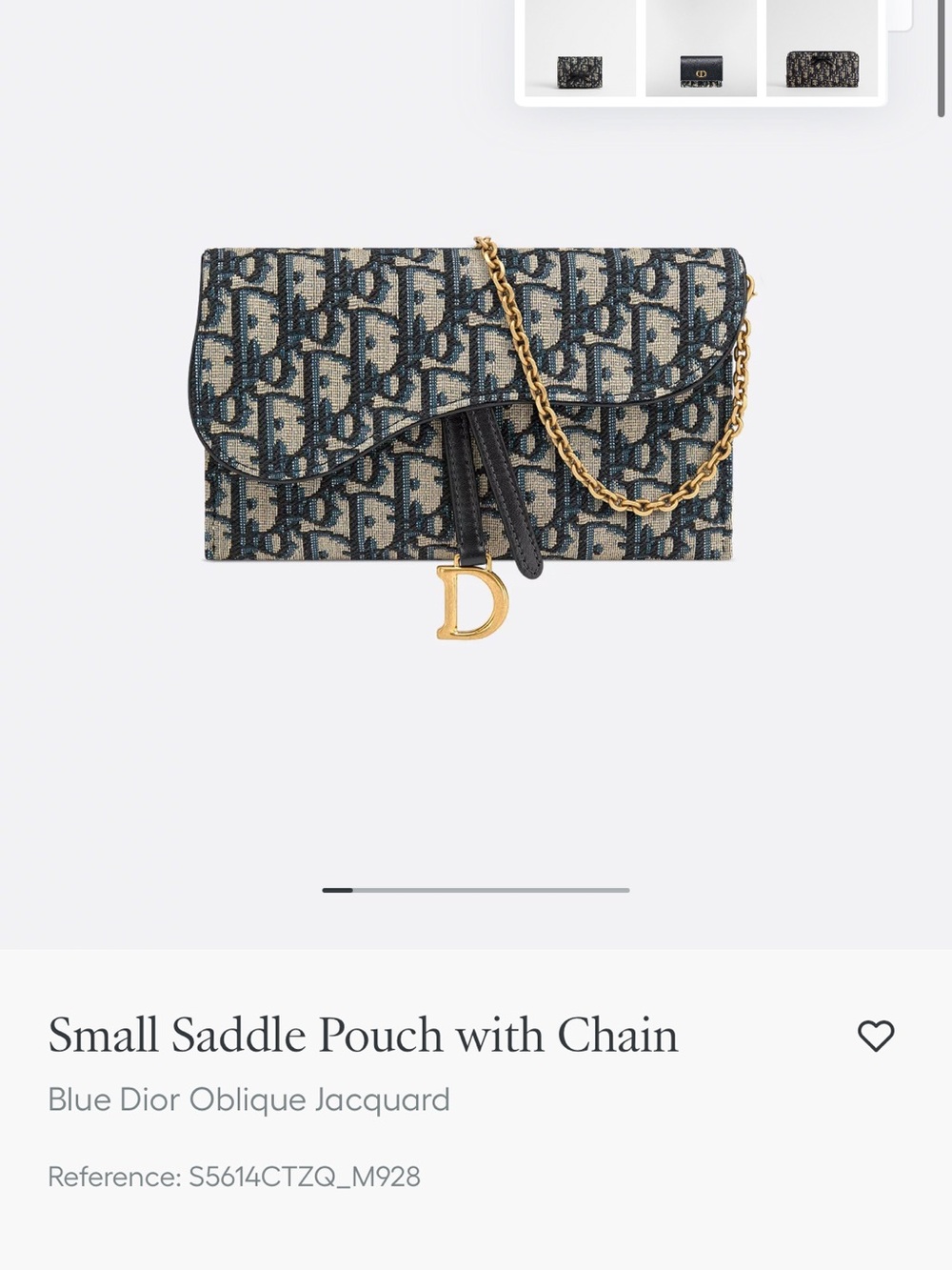 Dior Mini Saddle Pouch in Blue Oblique with Gold Chain
